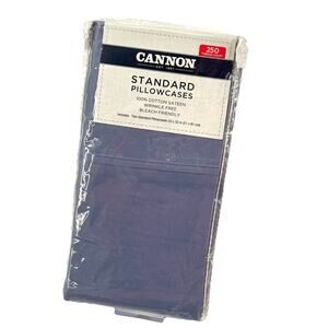 Cannon Package of 2 Standard Pillow Cases 100% Sateen Cotton Stonewash Blue New!